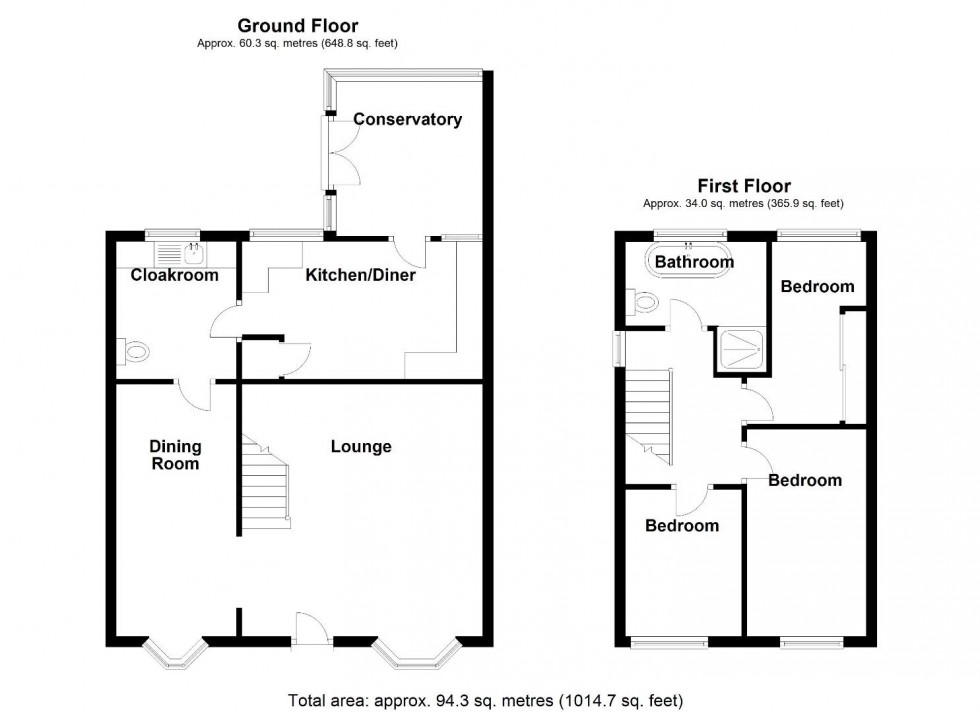 Floorplan for Rowan Way, Chelmsley Wood, Birmingham